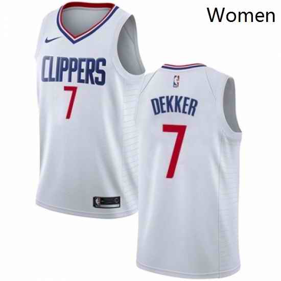Womens Nike Los Angeles Clippers 7 Sam Dekker Authentic White NBA Jersey Association Edition